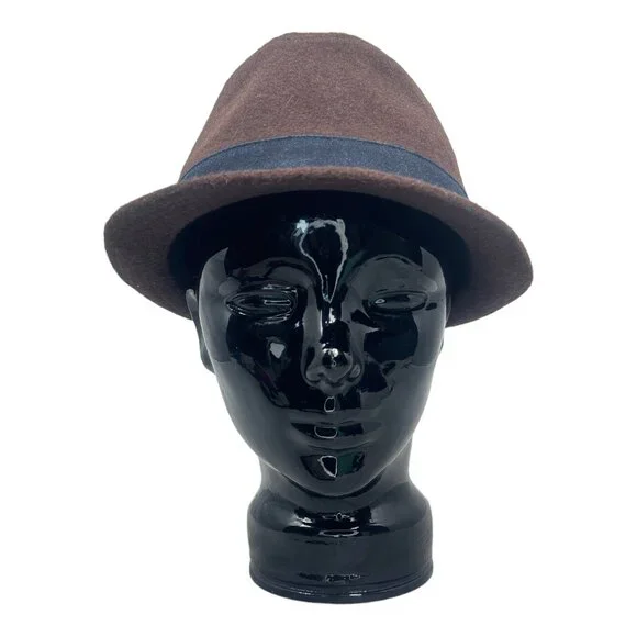 Mega Cap Short Brim Fedora Hat 60% wool 40% Rayon Size M Brown - Picture 5 of 9